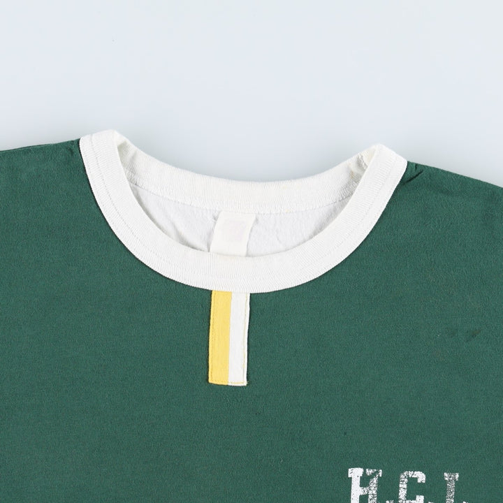 College T-shirt, Men's size L cotton green type Vintage Second Hand