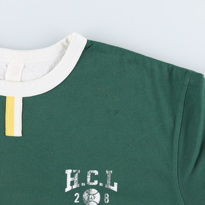 College T-shirt, Men's size L cotton green type Vintage Second Hand