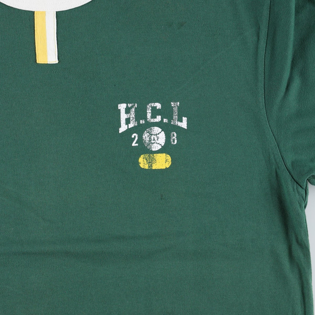 College T-shirt, Men's size L cotton green type Vintage Second Hand