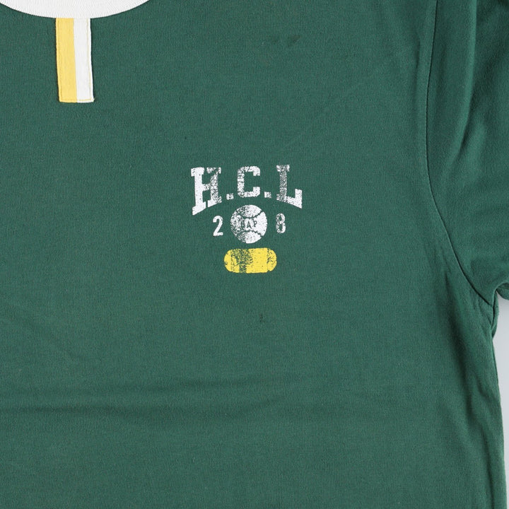 College T-shirt, Men's size L cotton green type Vintage Second Hand