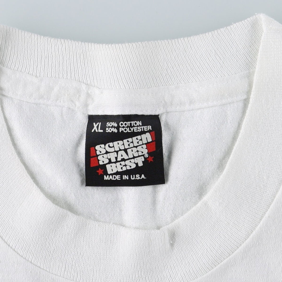 90'S SCREEN STARS College T-Shirt, Made in USA, Men's XL, Vintage cotton white type Vintage Second Hand