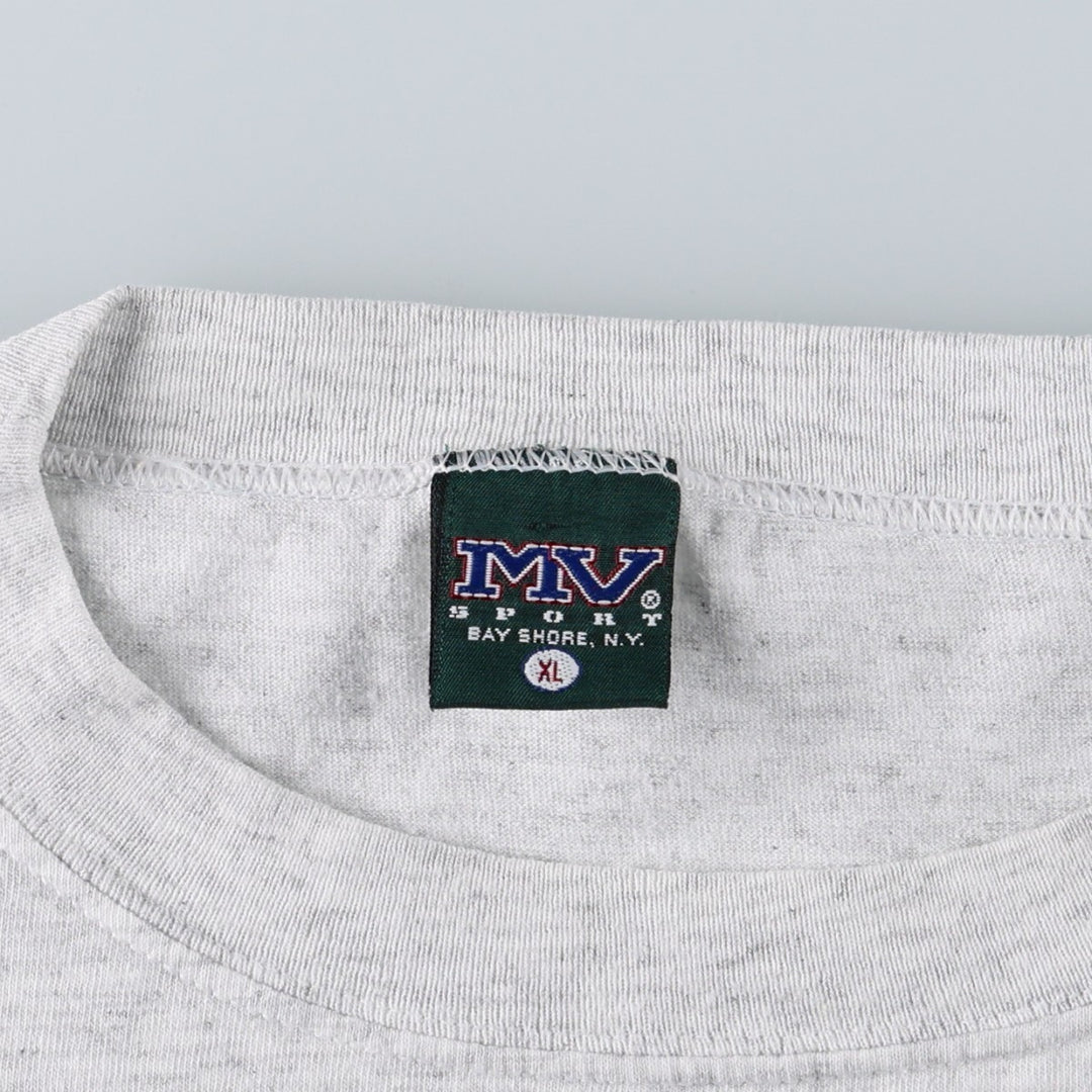 90'S MV SPORT College T-Shirt, Made in USA, Men's XL equivalent, Vintage cotton gray type Vintage Second Hand