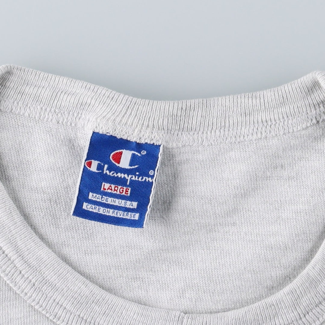 90'S Champion College T-shirt, Made in USA, Men's L size, Vintage cotton gray type Vintage Second Hand