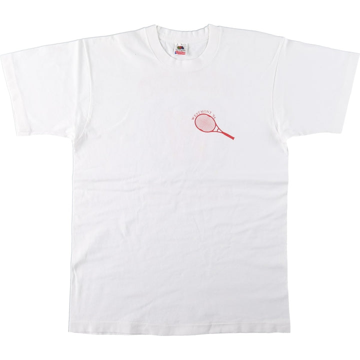 90'S Fruit of the Loom College T-shirt, Made in USA, Men's L size, Vintage cotton white type Vintage Second Hand