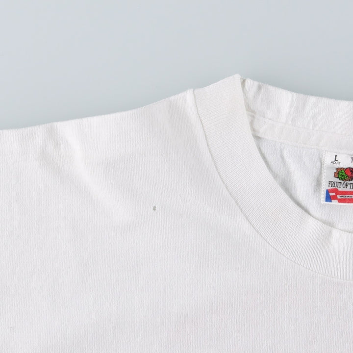 90'S Fruit of the Loom College T-shirt, Made in USA, Men's L size, Vintage cotton white type Vintage Second Hand