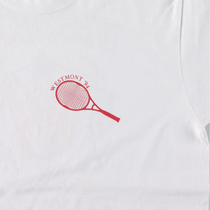 90'S Fruit of the Loom College T-shirt, Made in USA, Men's L size, Vintage cotton white type Vintage Second Hand