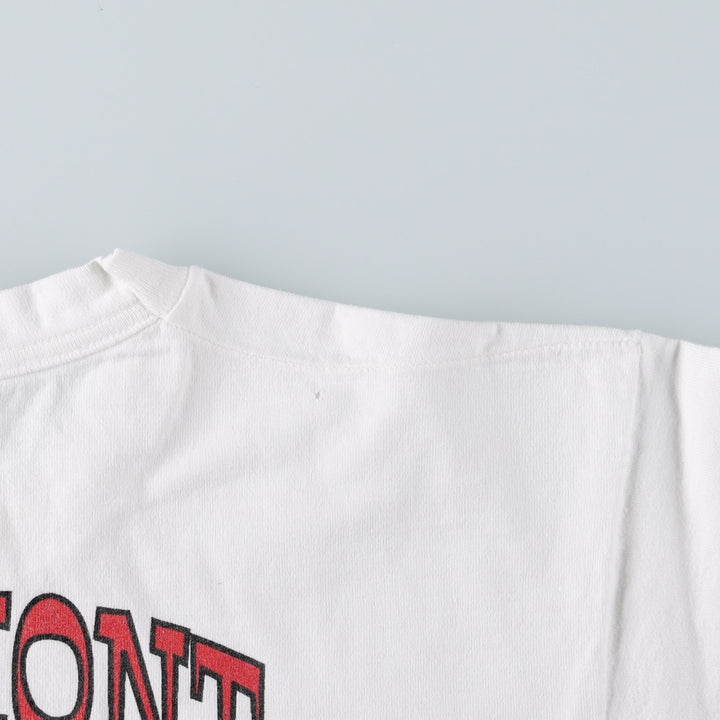 90'S Fruit of the Loom College T-shirt, Made in USA, Men's L size, Vintage cotton white type Vintage Second Hand