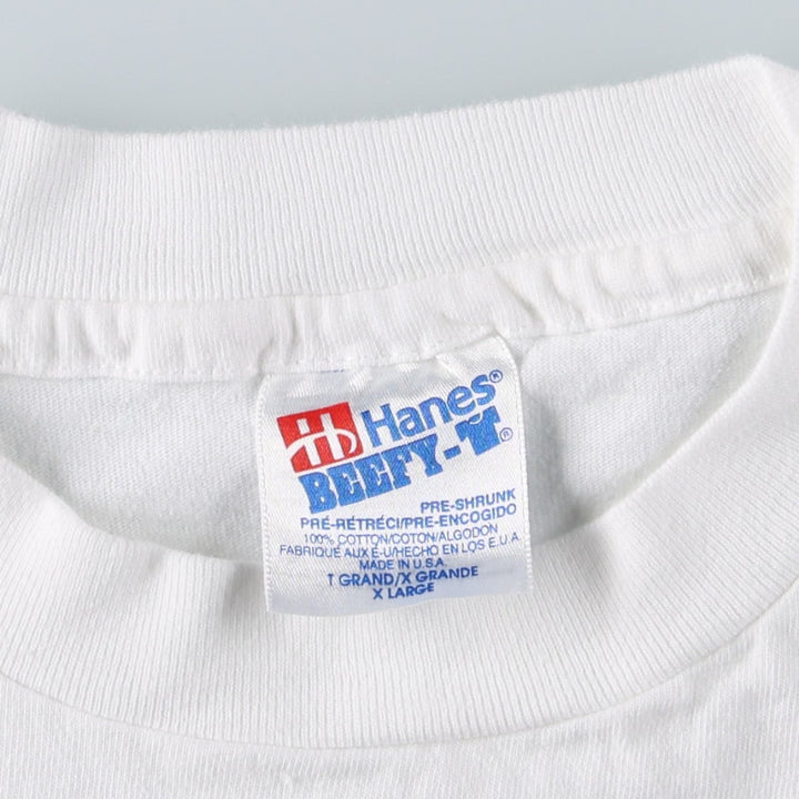 90'S Hanes BEEFY-T College T-shirt, Made in USA, Men's XL, Vintage cotton white type Vintage Second Hand