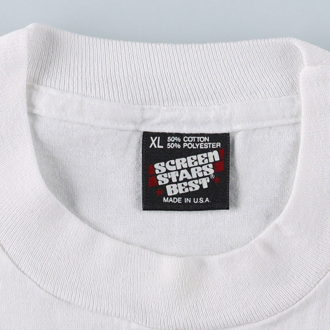 90'S SCREEN STARS College T-Shirt, Made in USA, Men's XL, Vintage cotton white type Vintage Second Hand