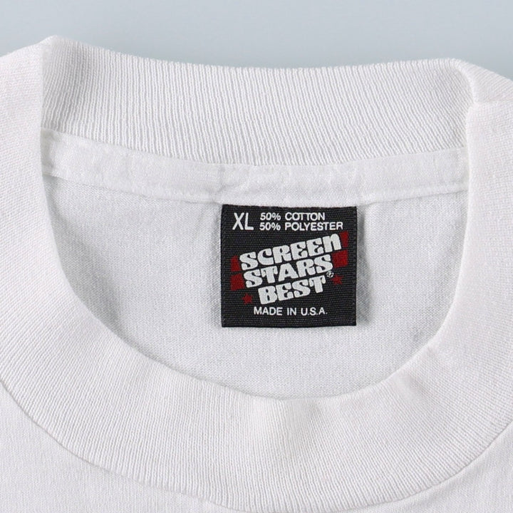90'S SCREEN STARS College T-Shirt, Made in USA, Men's XL, Vintage cotton white type Vintage Second Hand
