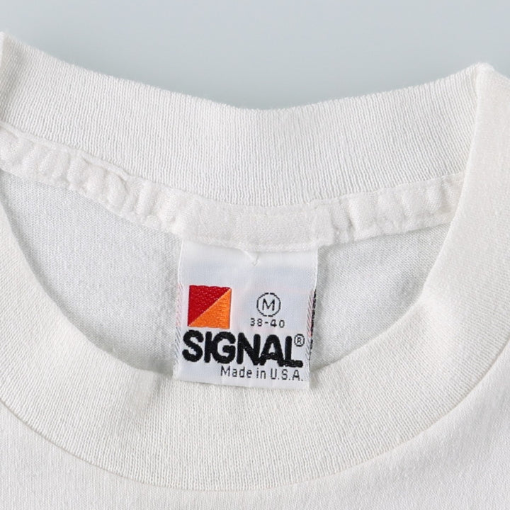 90'S Signal College T-shirt, Made in USA, Men's Size M (approx.), Vintage polyester white type Vintage Second Hand