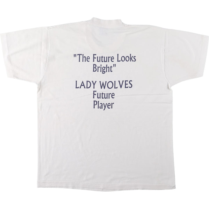 Fruit of the Loom Best College T-Shirt, Made in USA, Men's Size L (approx.), Vintage cotton white type Vintage Second Hand