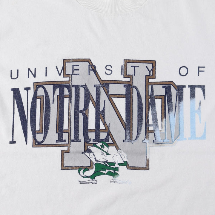 90'S Champion Notre Dame University Fighting Irish College T-Shirt, Made in USA, Men's Size M (Equivalent), Vintage cotton white type Vintage Second Hand