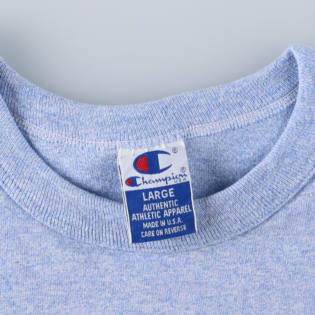 90'S Champion Authentic Athletic Apparel College T-shirt Made in USA Men's L Vintage cotton blue type Vintage Second Hand