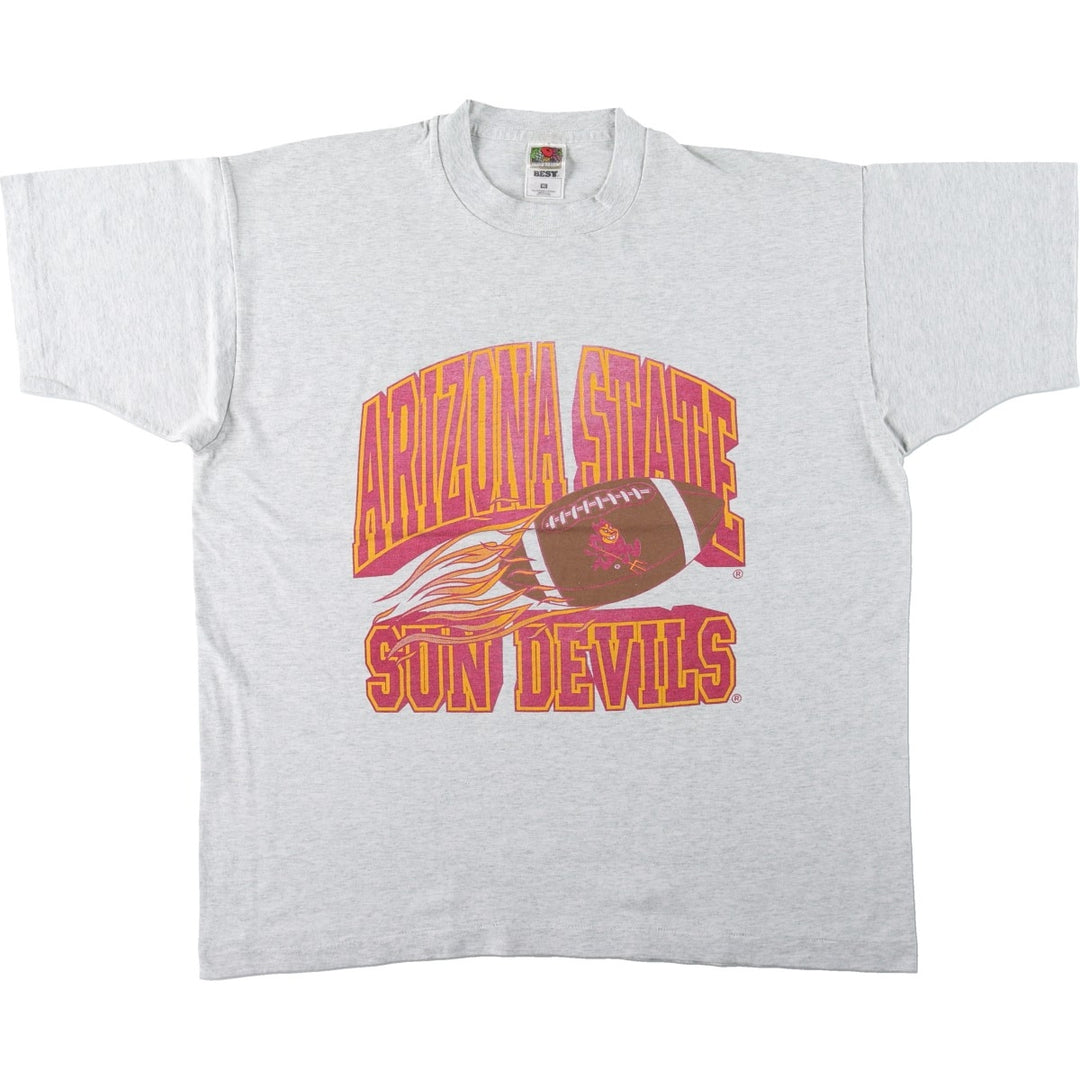 90'S Fruit of the Loom Best College T-Shirt, Made in USA, Men's XL equivalent, Vintage cotton gray type Vintage Second Hand