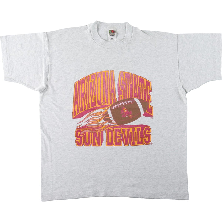 90'S Fruit of the Loom Best College T-Shirt, Made in USA, Men's XL equivalent, Vintage cotton gray type Vintage Second Hand