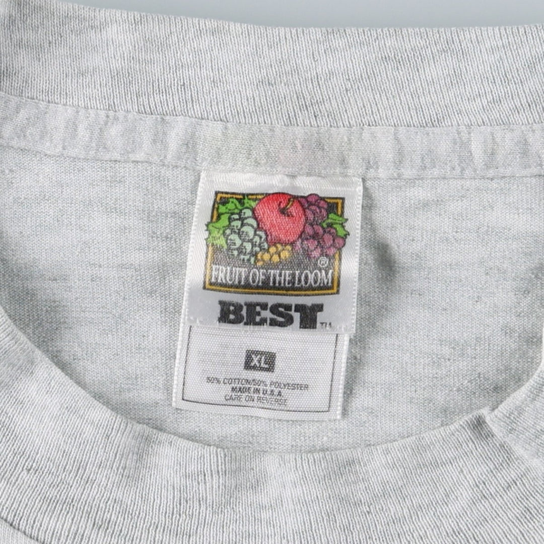 90'S Fruit of the Loom Best College T-Shirt, Made in USA, Men's XL equivalent, Vintage cotton gray type Vintage Second Hand