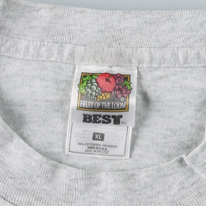 90'S Fruit of the Loom Best College T-Shirt, Made in USA, Men's XL equivalent, Vintage cotton gray type Vintage Second Hand