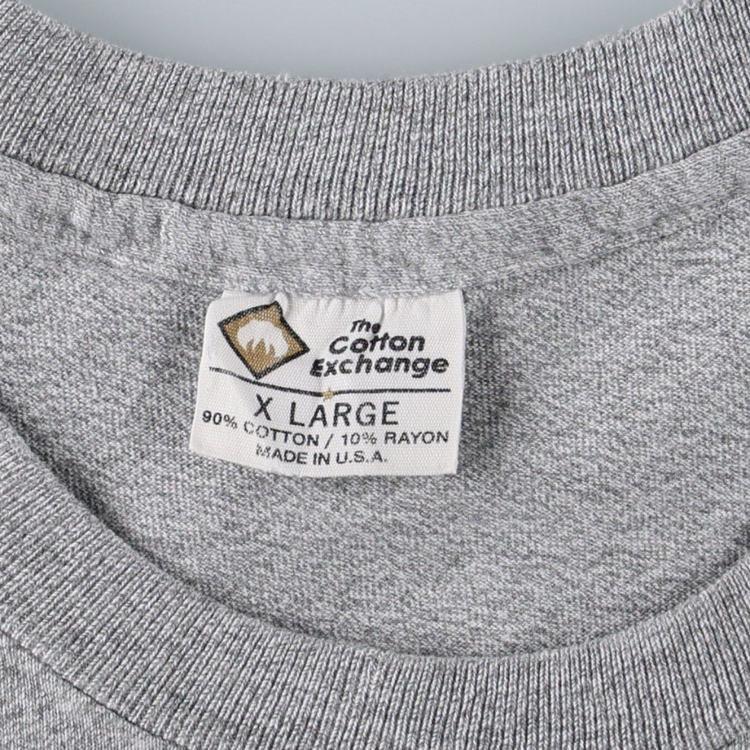 90'S The Cotton Exchange College T-shirt, Made in USA, Men's XL equivalent, Vintage cotton gray type Vintage Second Hand
