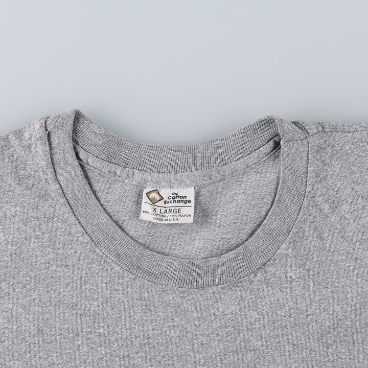 90'S The Cotton Exchange College T-shirt, Made in USA, Men's XL equivalent, Vintage cotton gray type Vintage Second Hand