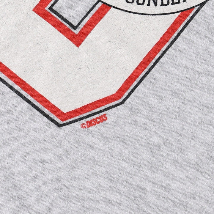Vintage 80s-90'S Jerzees printed T-shirt, Made in USA, Men's Size L polyester gray type Vintage Second Hand