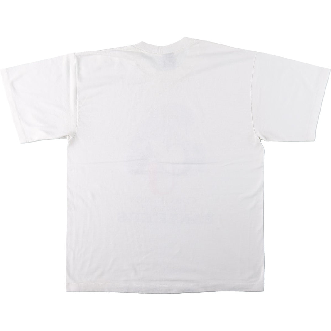 90'S PLATINUM PLUS College T-shirt, Made in USA, Men's XL equivalent, Vintage polyester white type Vintage Second Hand