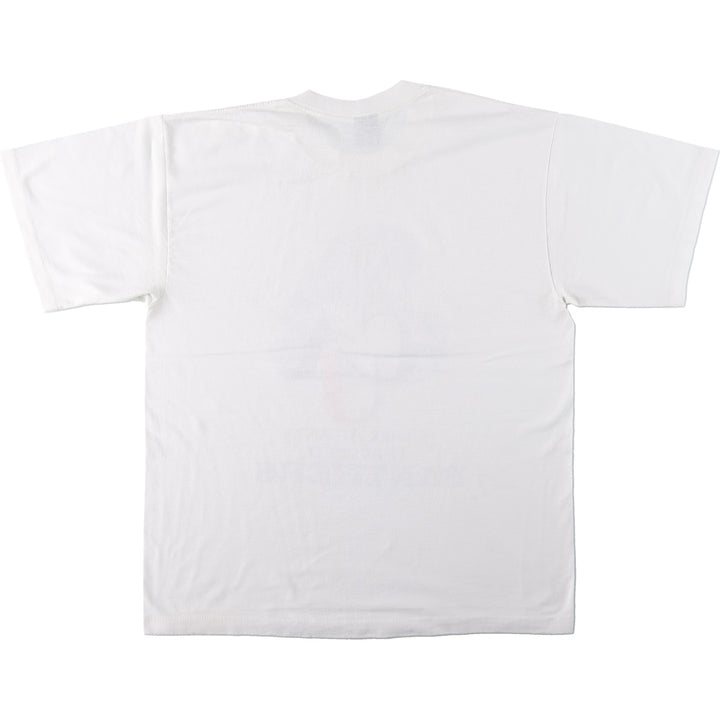 90'S PLATINUM PLUS College T-shirt, Made in USA, Men's XL equivalent, Vintage polyester white type Vintage Second Hand