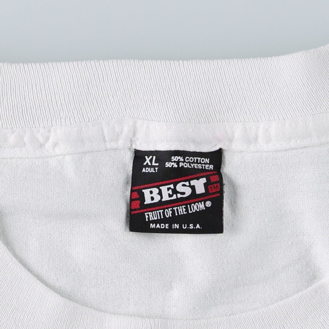 90'S Fruit of the Loom College T-shirt, Made in USA, Men's XL, Vintage cotton white type Vintage Second Hand
