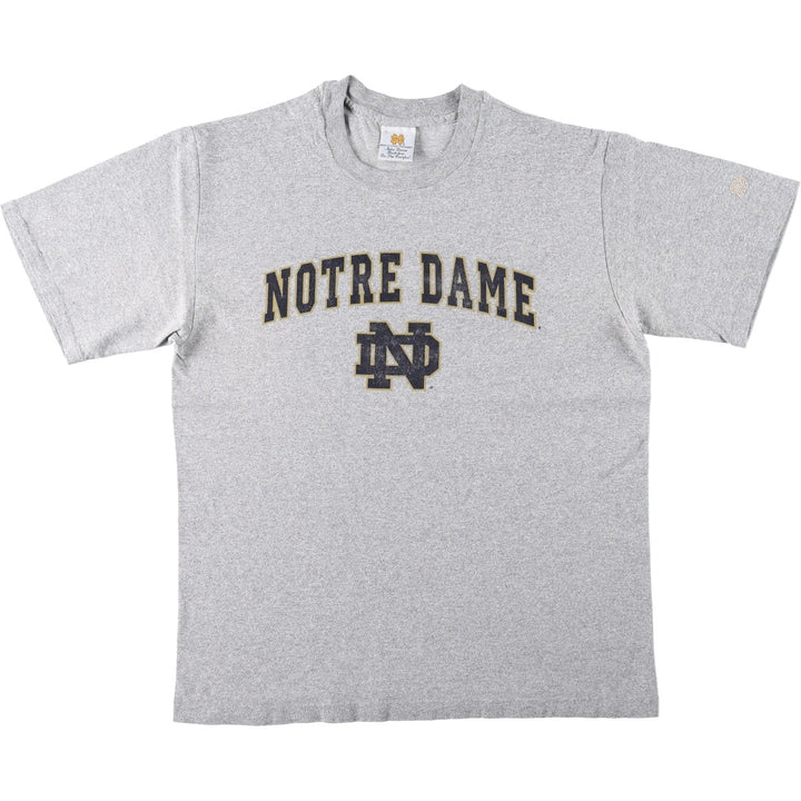 1990'S Notre Dame University College T-shirt, Made in USA, Men's Size L (approx.), Vintage unclear gray type Vintage Second Hand