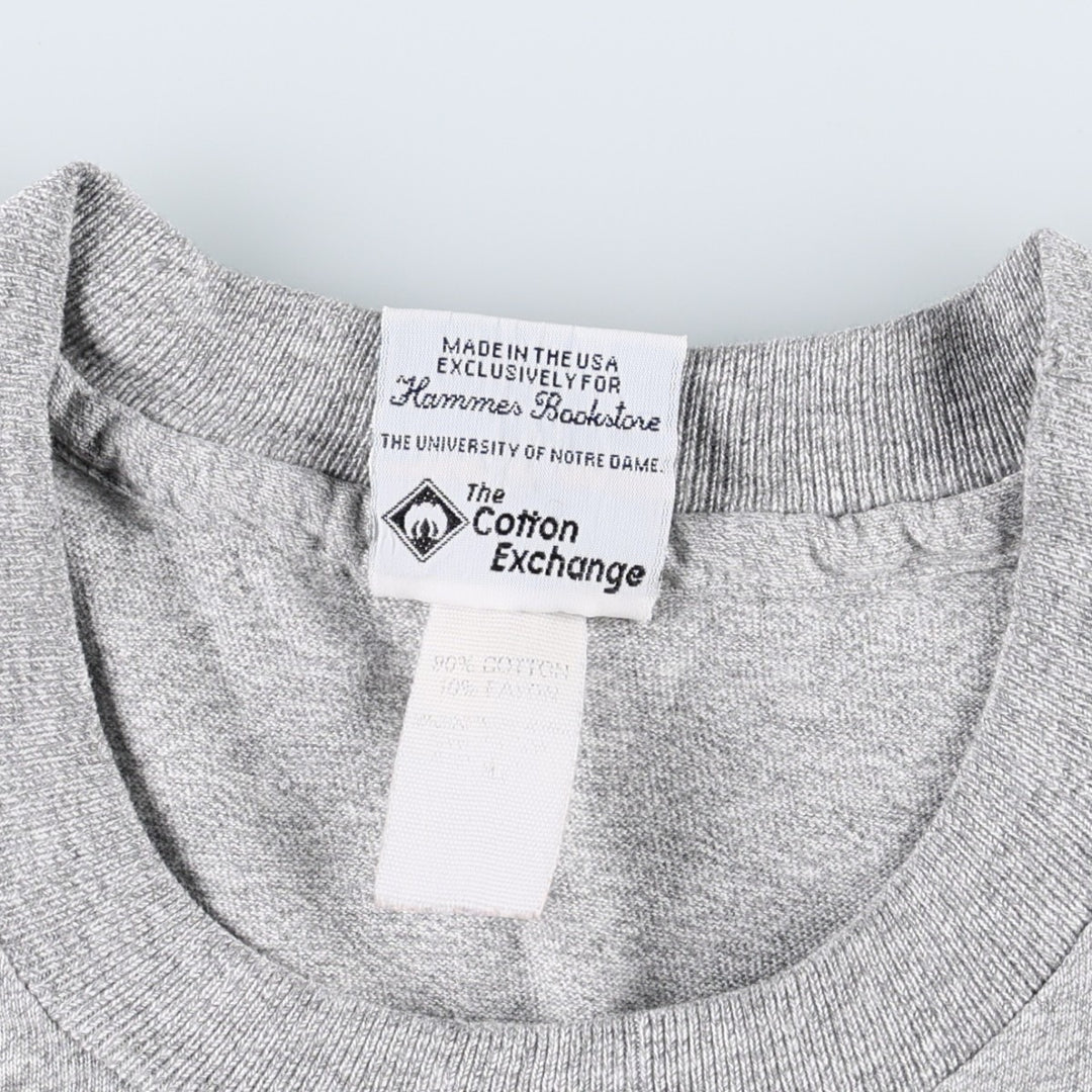 1990'S Notre Dame University College T-shirt, Made in USA, Men's Size L (approx.), Vintage unclear gray type Vintage Second Hand