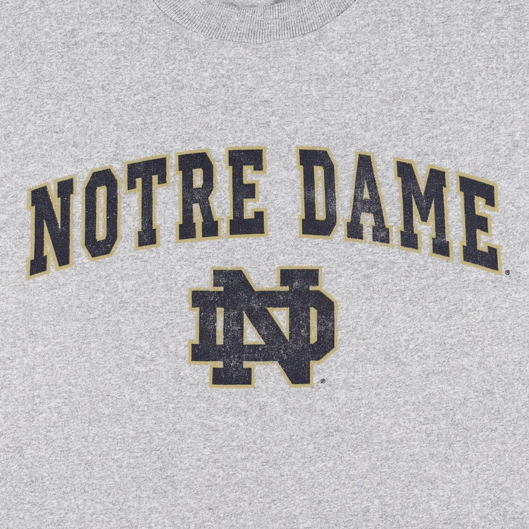 1990'S Notre Dame University College T-shirt, Made in USA, Men's Size L (approx.), Vintage unclear gray type Vintage Second Hand