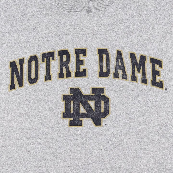 1990'S Notre Dame University College T-shirt, Made in USA, Men's Size L (approx.), Vintage unclear gray type Vintage Second Hand