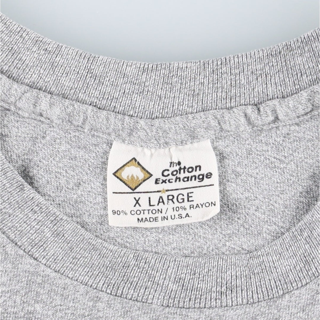 90'S The Cotton Exchange College T-shirt, Made in USA, Men's XL equivalent, Vintage cotton gray type Vintage Second Hand