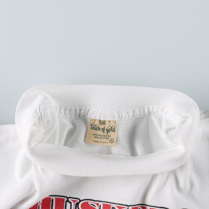 90'S Touch of Gold College T-Shirt, Made in USA, Men's XL equivalent, Vintage polyester white type Vintage Second Hand