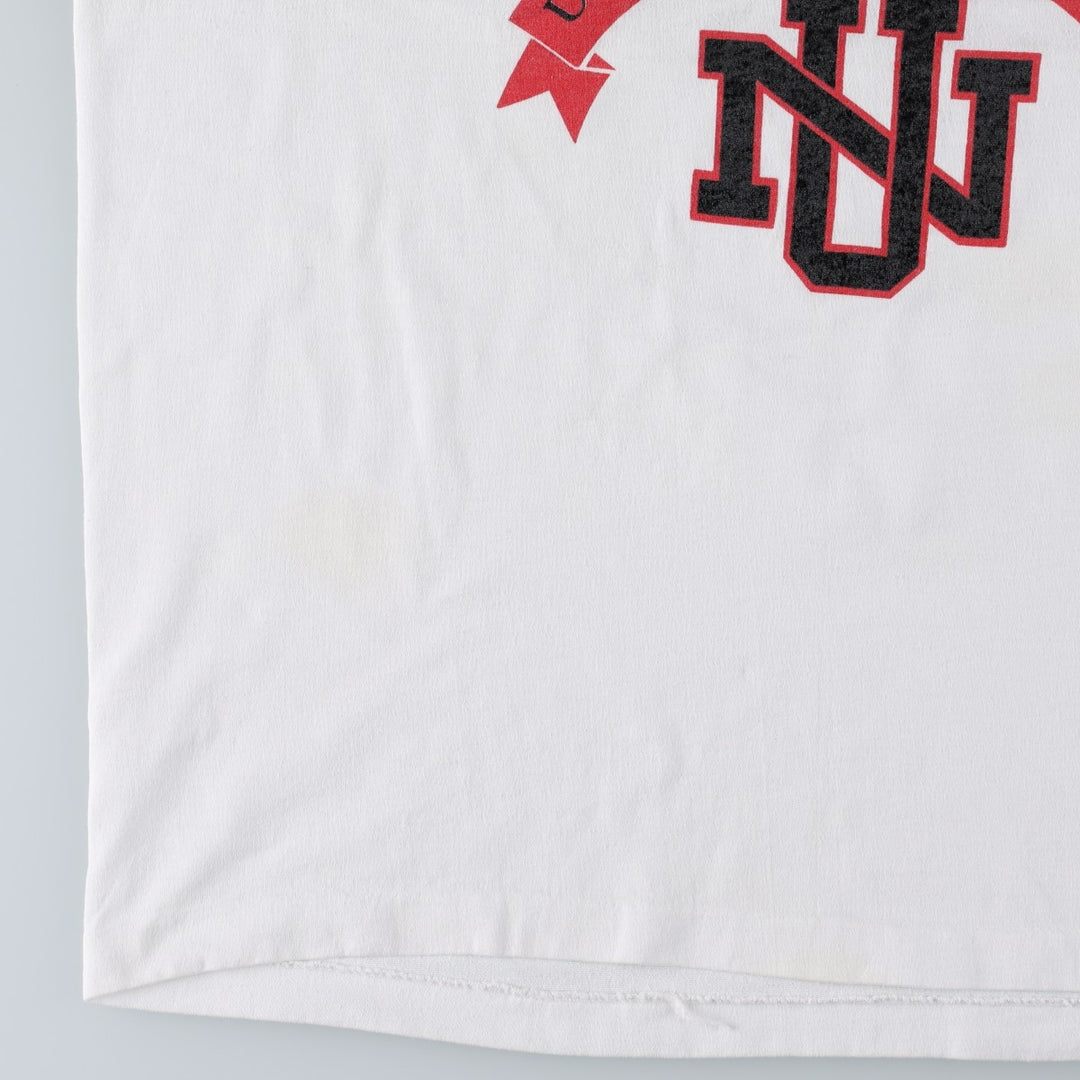 90'S Touch of Gold College T-Shirt, Made in USA, Men's XL equivalent, Vintage polyester white type Vintage Second Hand