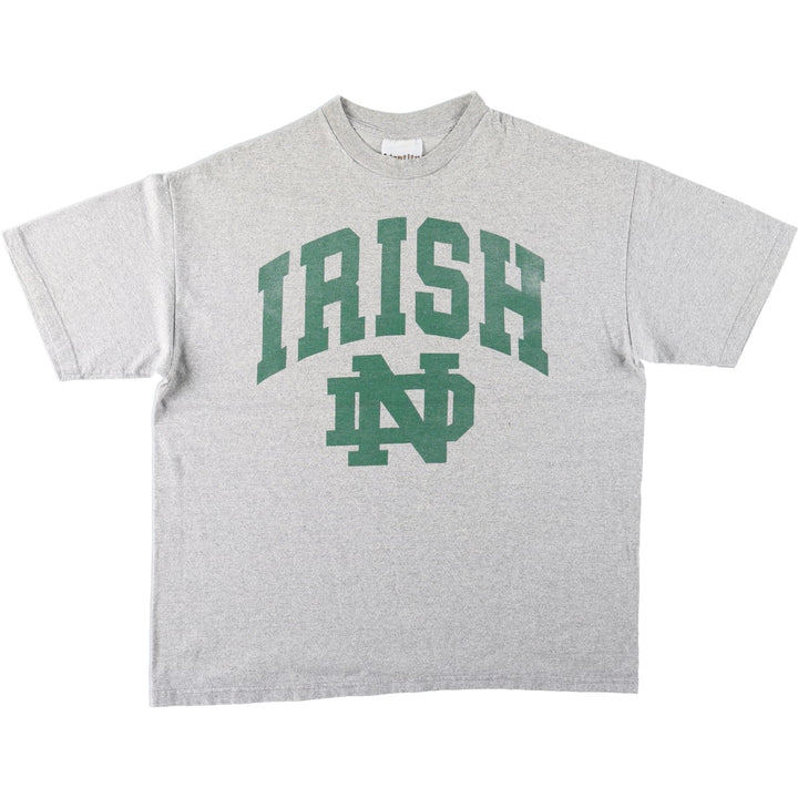 Identity FIGHTIN' IRISH Notre Dame University Fighting Irish College T-Shirt, Made in USA, Men's XL equivalent. cotton gray type Vintage Second Hand