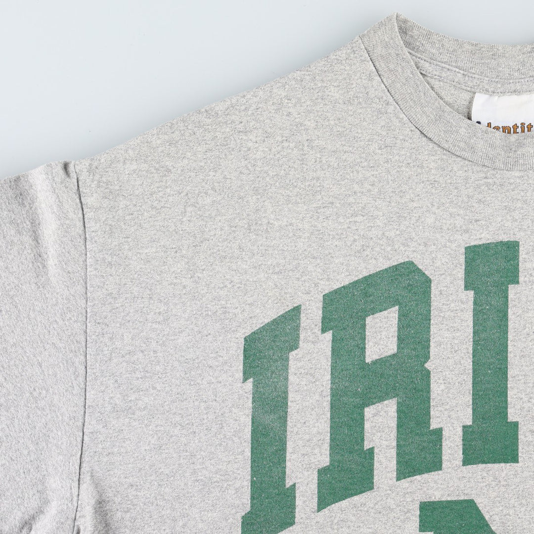 Identity FIGHTIN' IRISH Notre Dame University Fighting Irish College T-Shirt, Made in USA, Men's XL equivalent. cotton gray type Vintage Second Hand