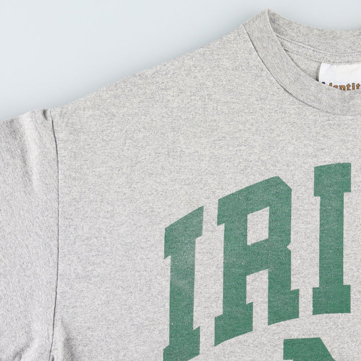 Identity FIGHTIN' IRISH Notre Dame University Fighting Irish College T-Shirt, Made in USA, Men's XL equivalent. cotton gray type Vintage Second Hand