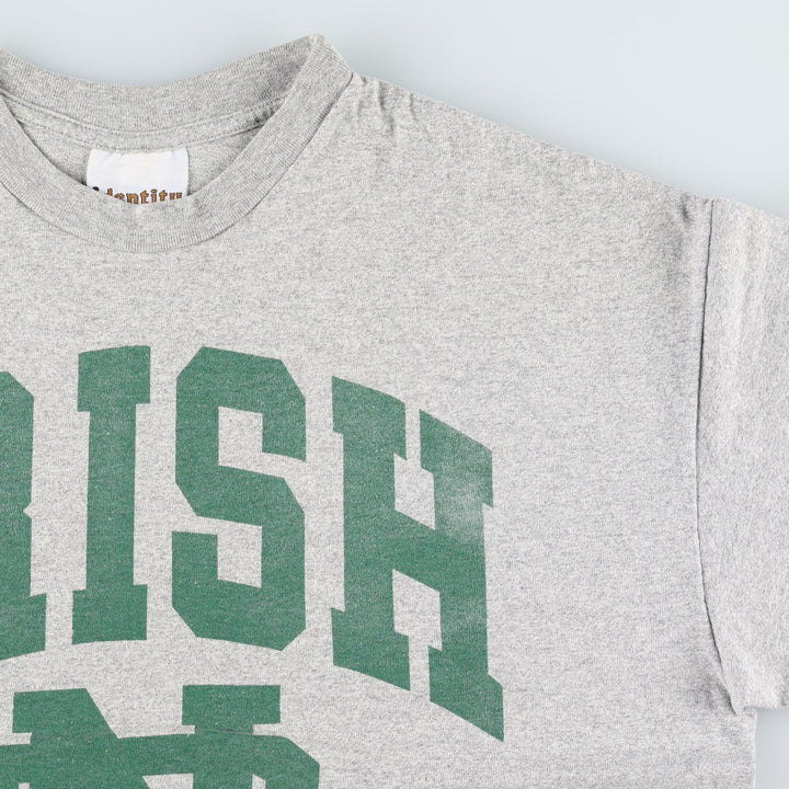 Identity FIGHTIN' IRISH Notre Dame University Fighting Irish College T-Shirt, Made in USA, Men's XL equivalent. cotton gray type Vintage Second Hand