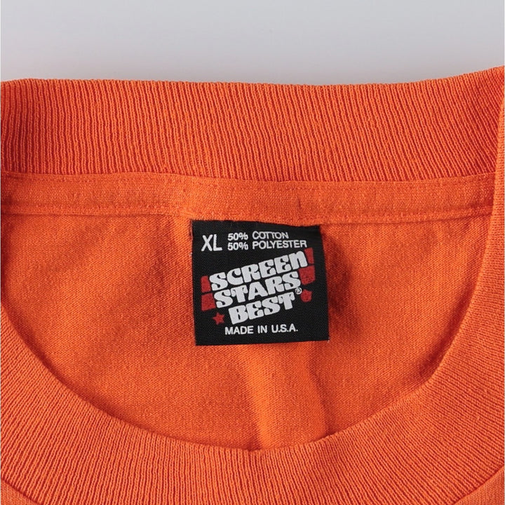 90'S SCREEN STARS College T-Shirt, Made in USA, Men's XL, Vintage cotton orange type Vintage Second Hand