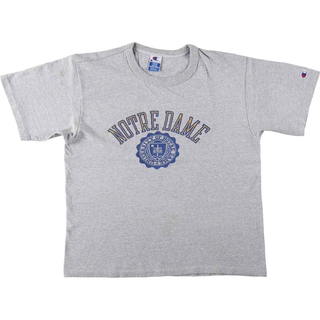 90'S Champion NORTLE DAME College T-shirt, Made in USA, Men's Size L (approx.), Vintage cotton gray type Vintage Second Hand