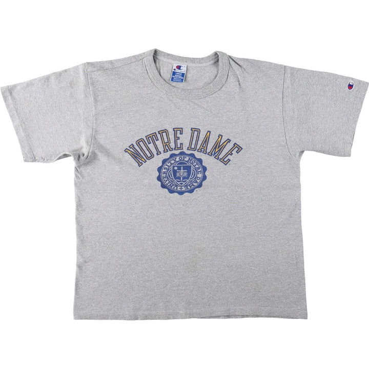 90'S Champion NORTLE DAME College T-shirt, Made in USA, Men's Size L (approx.), Vintage cotton gray type Vintage Second Hand