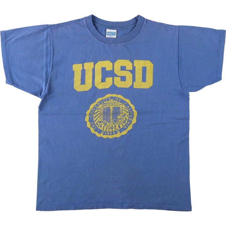 80s-90'S Royal First Class College T-shirt, Made in USA, Men's Size L (approx.), Vintage cotton blue type Vintage Second Hand