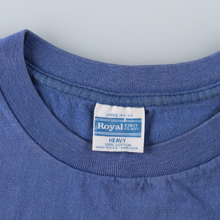 80s-90'S Royal First Class College T-shirt, Made in USA, Men's Size L (approx.), Vintage cotton blue type Vintage Second Hand
