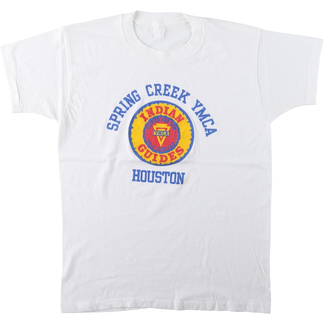 Triple-print college t-shirt, men's size S (approx.), vintage. unclear white type Vintage Second Hand