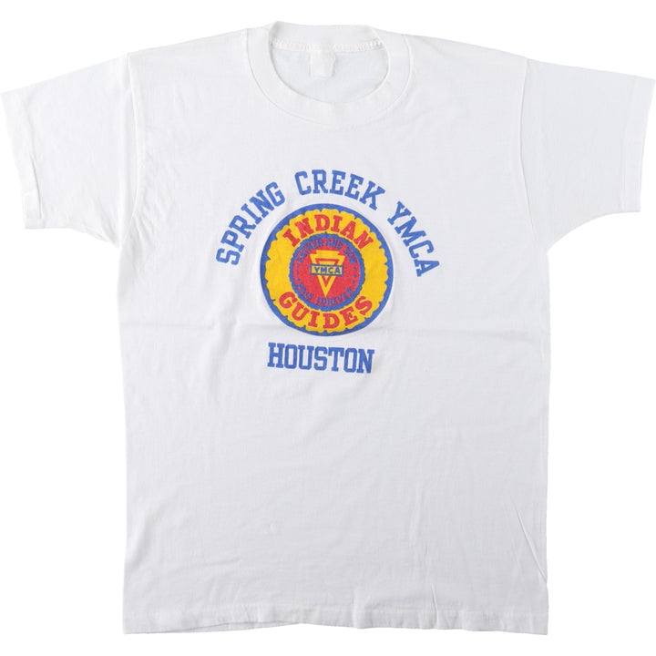 Triple-print college t-shirt, men's size S (approx.), vintage. unclear white type Vintage Second Hand