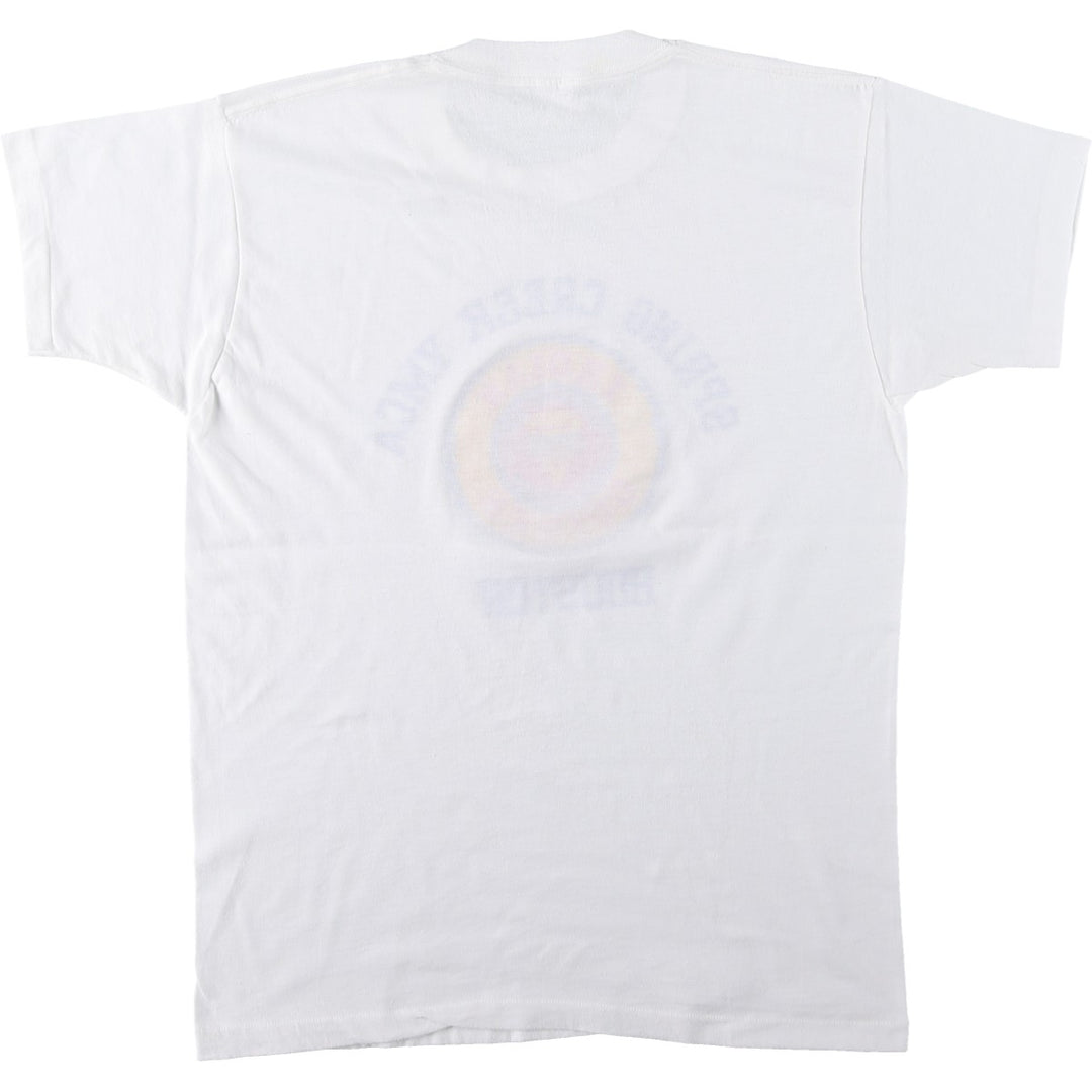 Triple-print college t-shirt, men's size S (approx.), vintage. unclear white type Vintage Second Hand