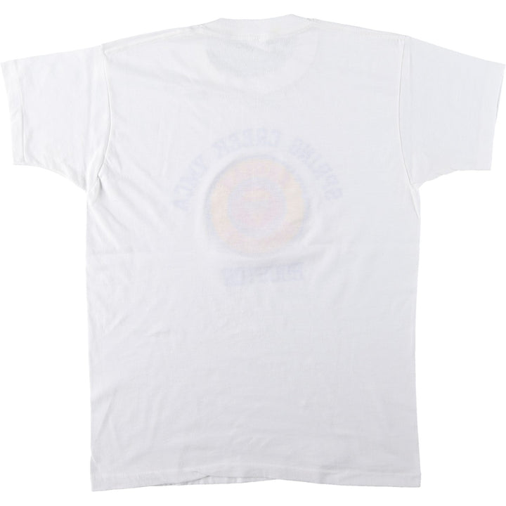 Triple-print college t-shirt, men's size S (approx.), vintage. unclear white type Vintage Second Hand