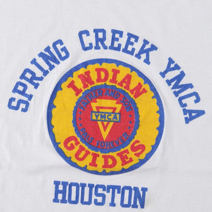Triple-print college t-shirt, men's size S (approx.), vintage. unclear white type Vintage Second Hand