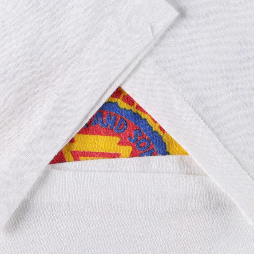 Triple-print college t-shirt, men's size S (approx.), vintage. unclear white type Vintage Second Hand